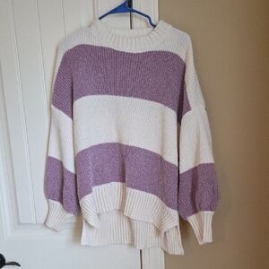 Altar'd State Purple and Cream Striped Sweater